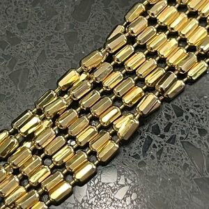 18k Gold Technibond Diamond cut beaded twisted Link Wide Bracelet Vintage HSN